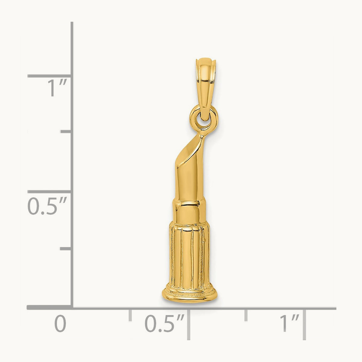 2-D Polished Lipstick Tube Charm, 14K