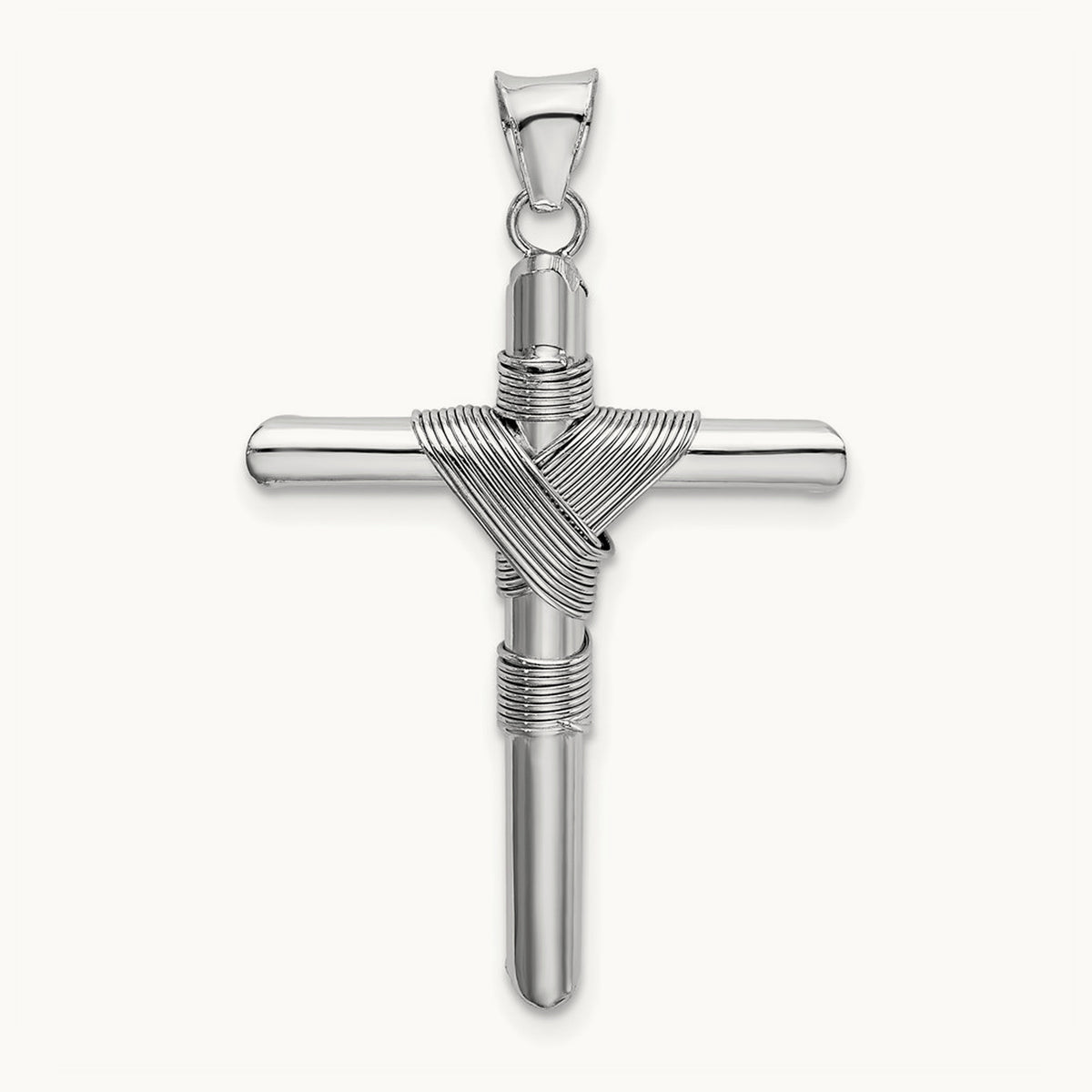 Center Wrap Tube Cross Pendant — 35.7mm