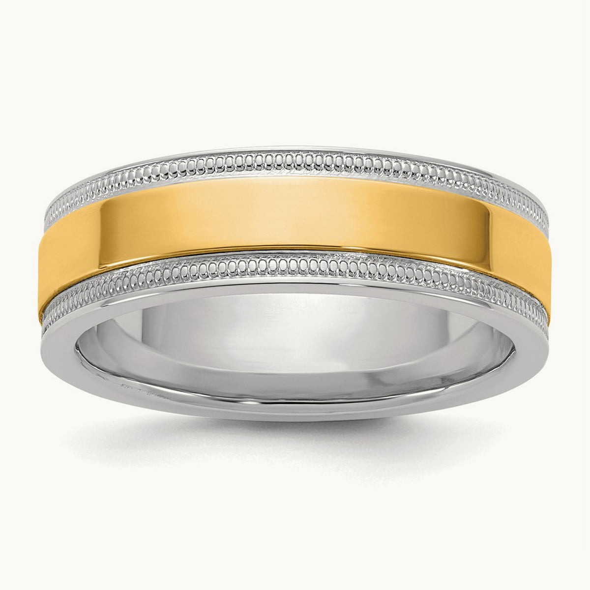 W/Y Milgrain Wedding Band, 6mm, 14K Two-tone