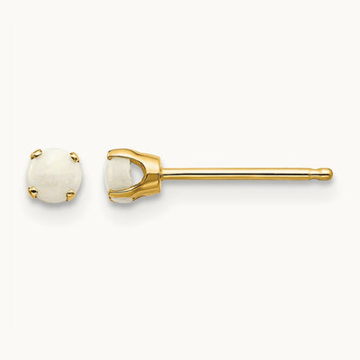 October/Opal Post Earrings, 3mm, 14K