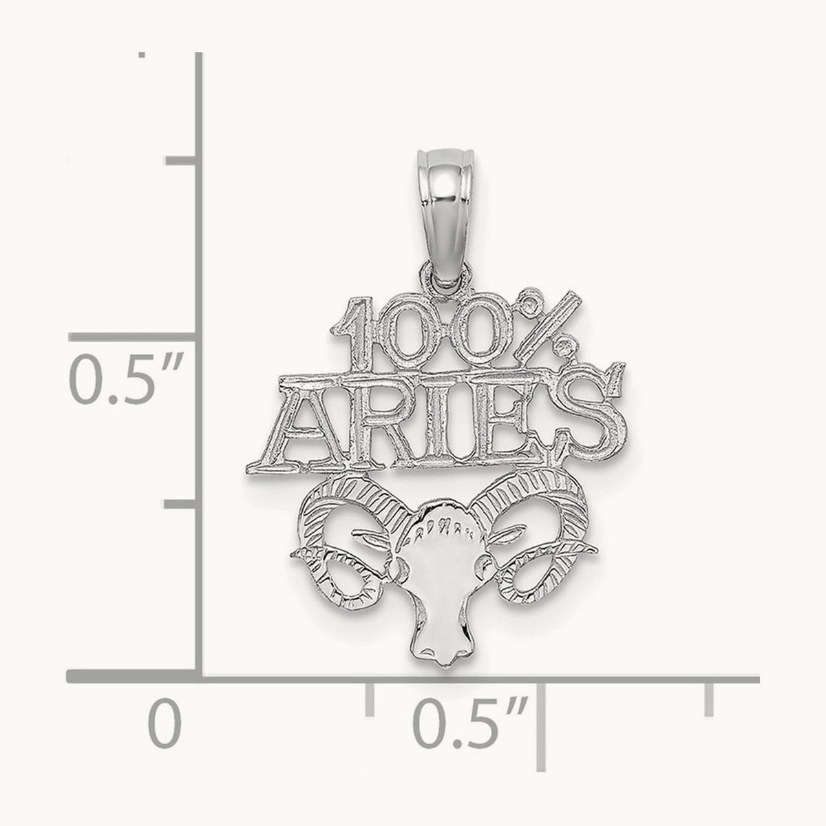 100% ARIES Zodiac Charm in 14K White Gold