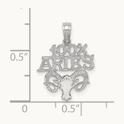 100% ARIES Zodiac Charm in 14K White Gold