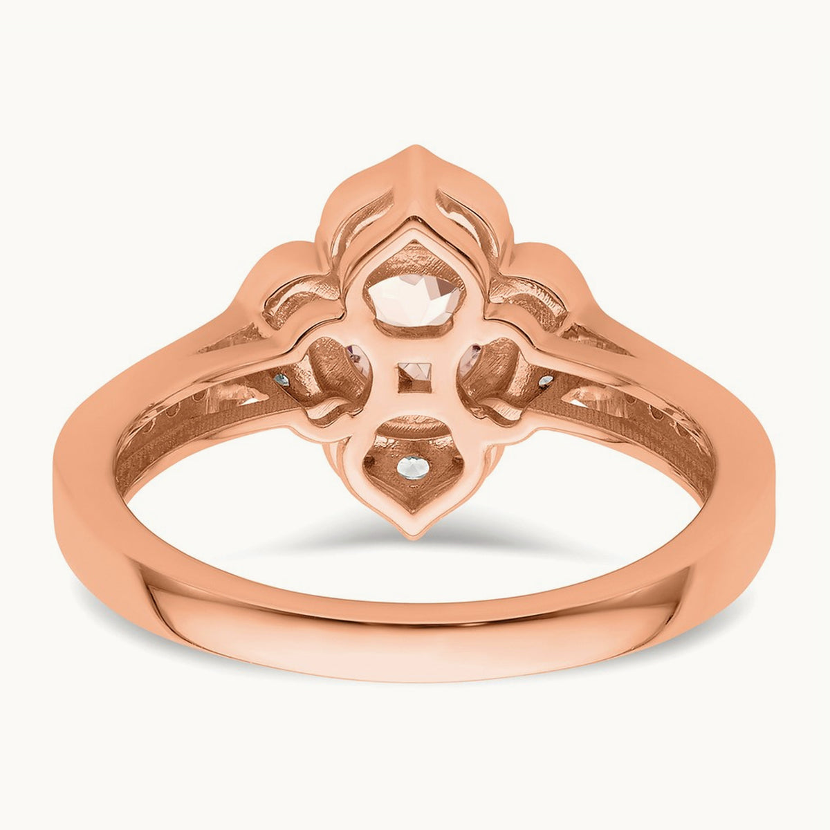 Complete Diamond/Morganite Round Engagement Ring, 14K Rose Gold