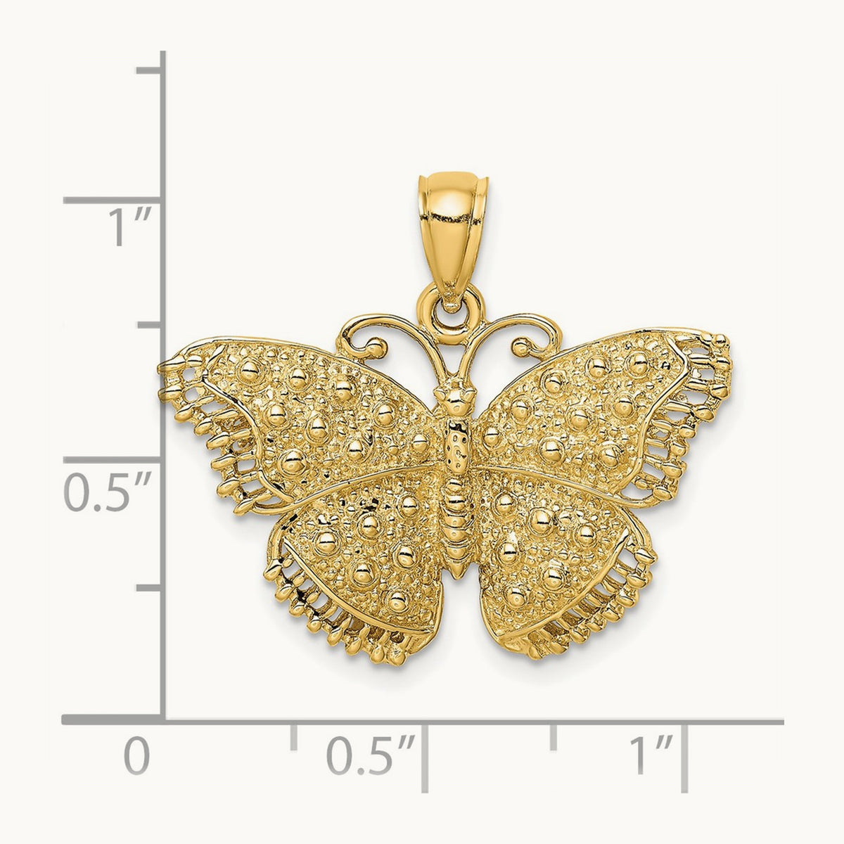 Textured Butterfly Charm, 14K