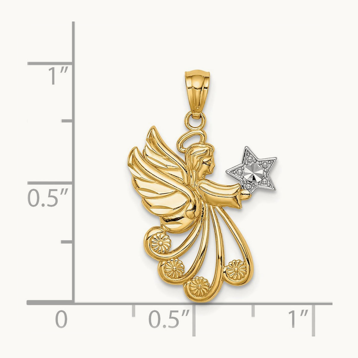 w/Rhodium D/C Angel with a Star, 14K