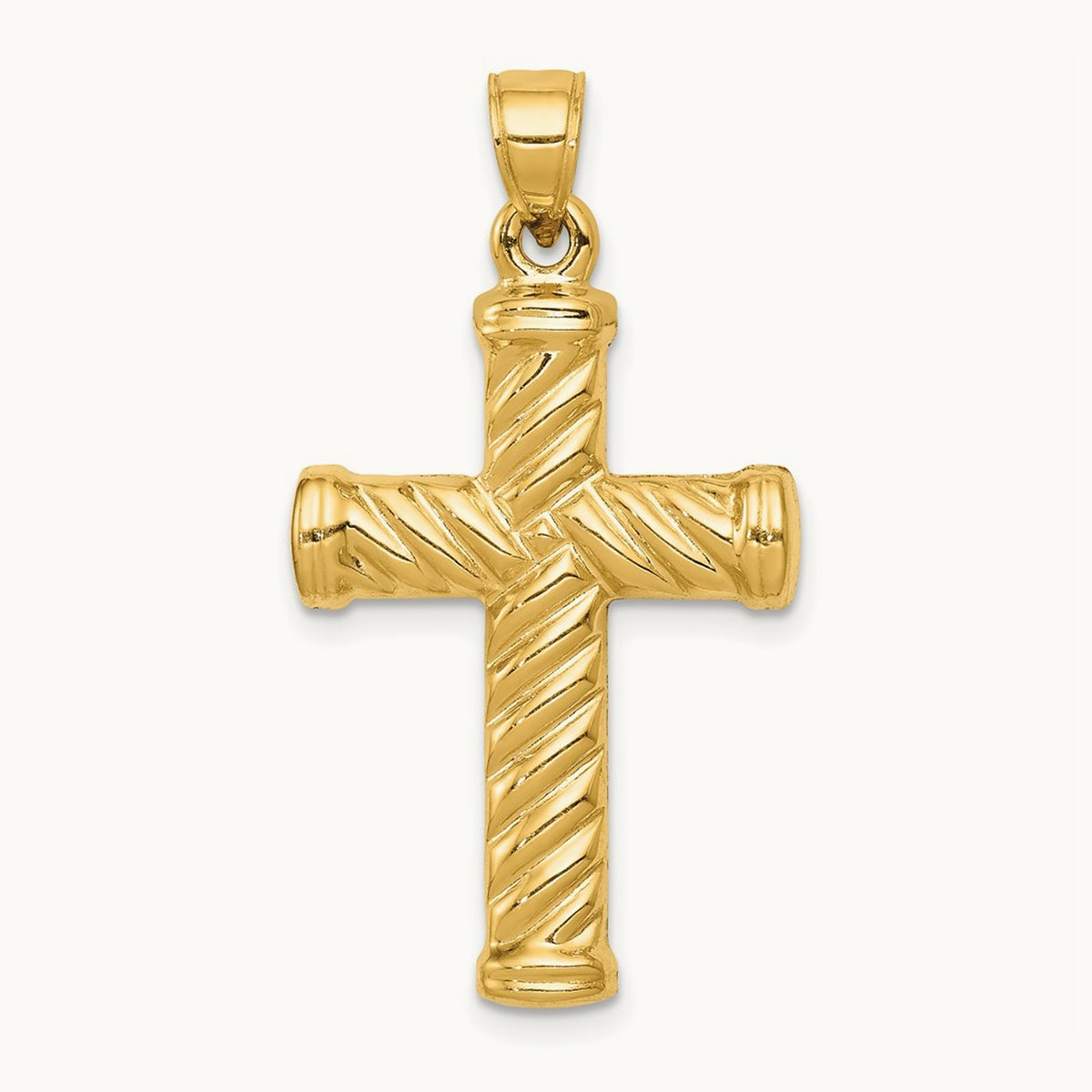 Reversible Diamond-cut Cross Pendant, 14K