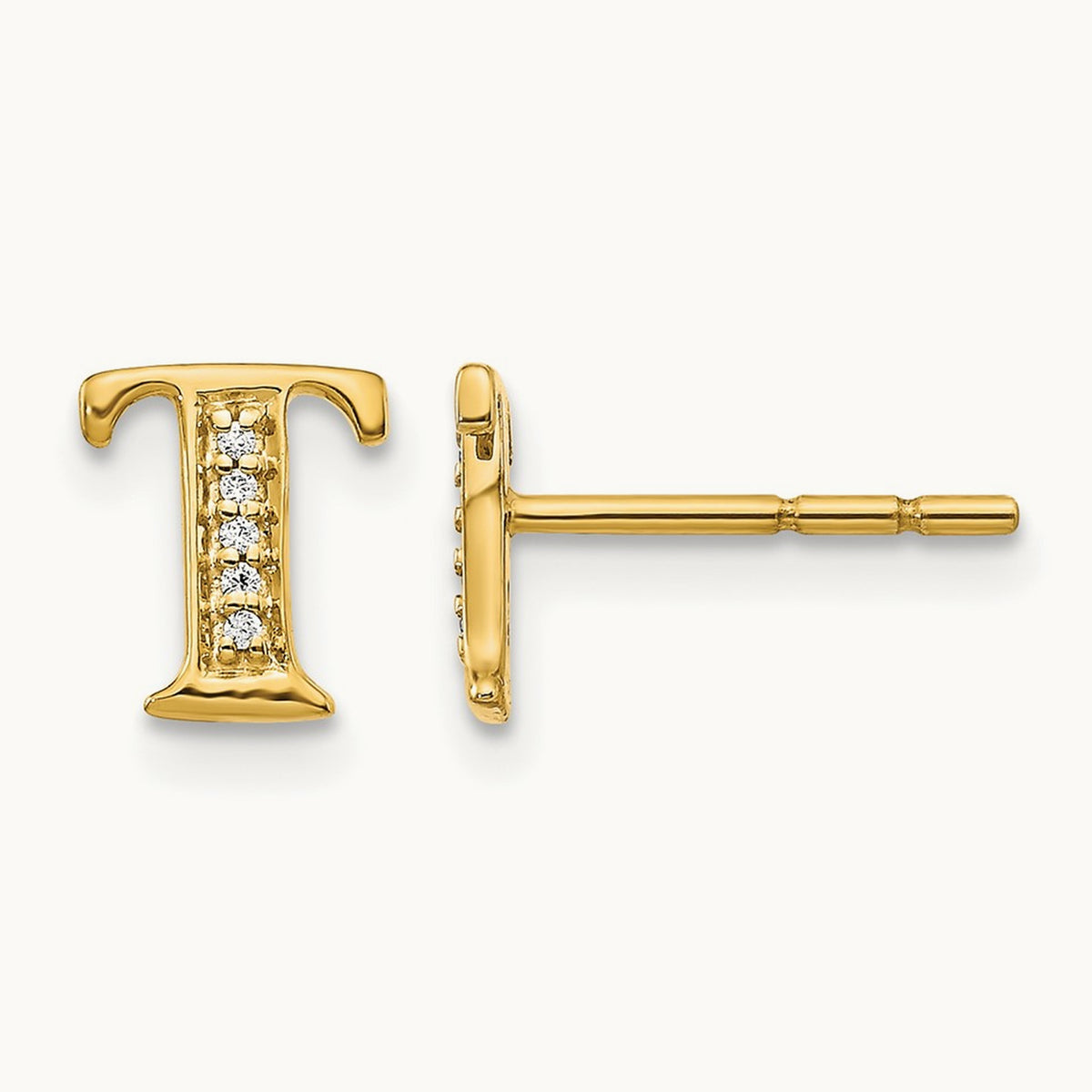 Diamond Earrings — 14K Yellow Gold, 8mm, T