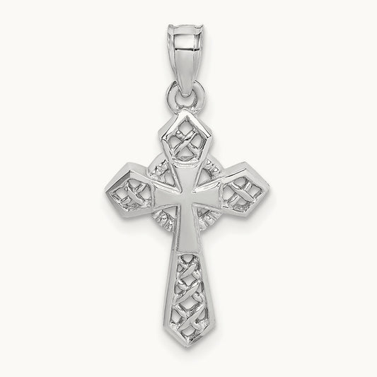 Polished Cross Pendant, 14K White