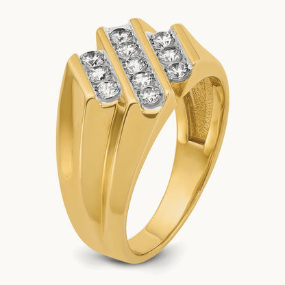 IBGoodman Men's Polished & Grooved 3/4ct Diamond Ring, 14K