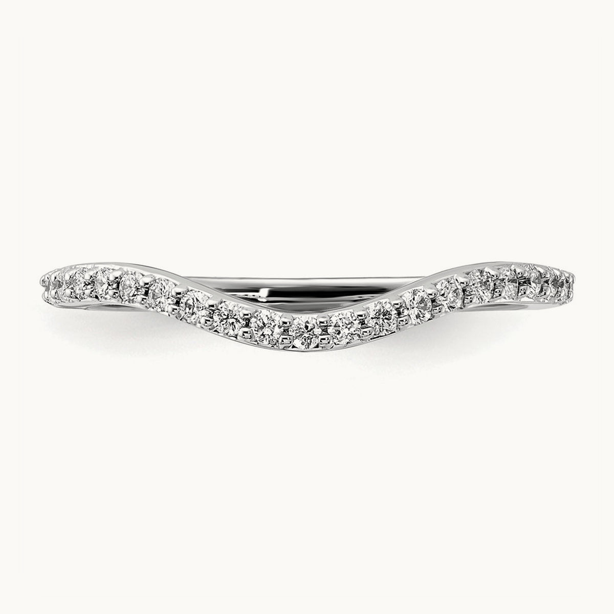 Curved Diamond Ring, 14K White Gold