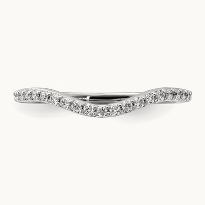 Curved Diamond Ring, 14K White Gold
