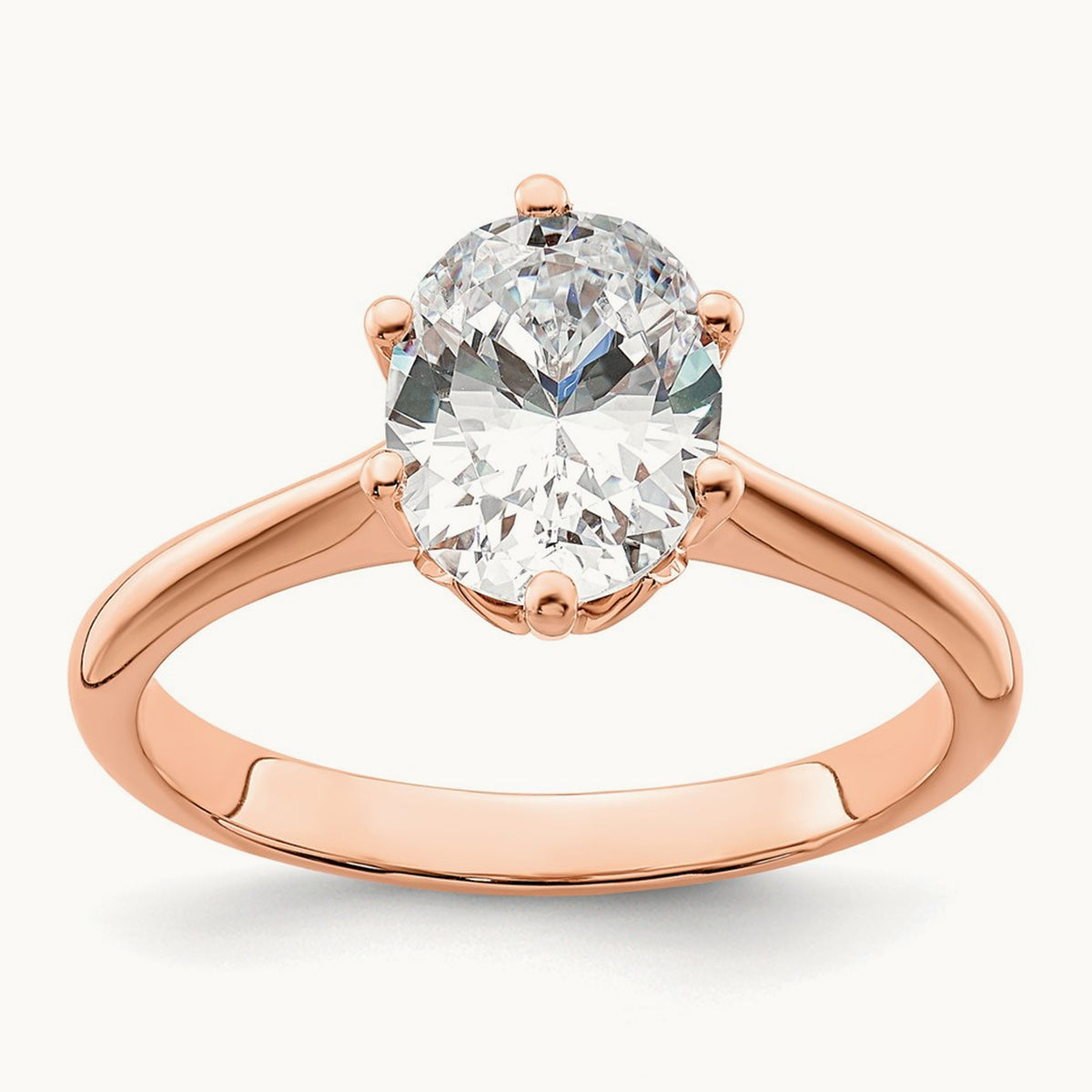 Polish 2ct Oval Leaf Design Semi-Mount Dia Ring, 14K Rose