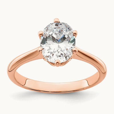 Polish 2ct Oval Leaf Design Semi-Mount Dia Ring, 14K Rose