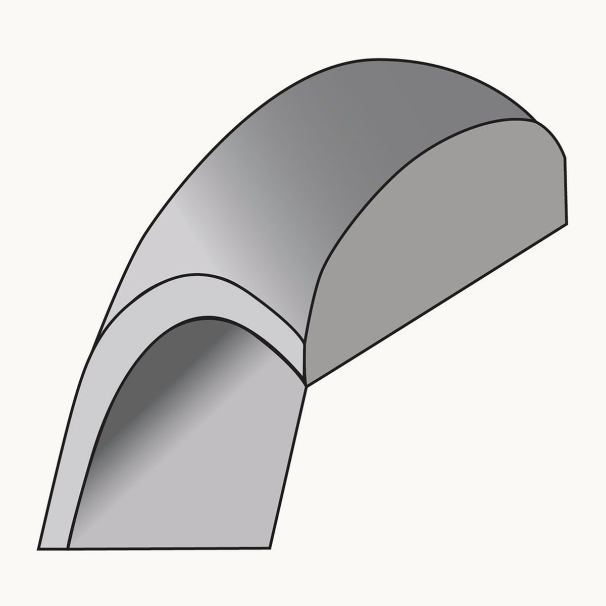 Half Round Band, 4.5mm in 14K White Gold