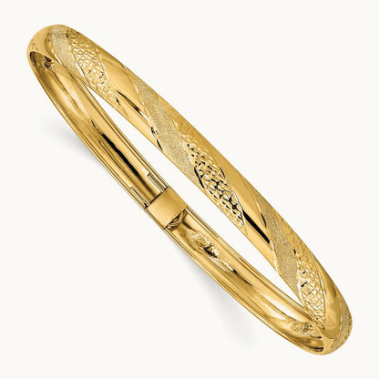 Twisted Diamond-cut Flexible Bangle, 14K