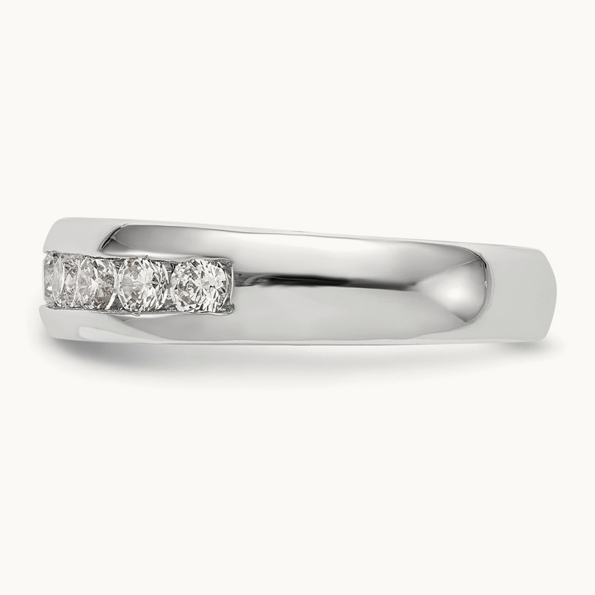 9-Stone Diamond Channel Band, 14K White Gold