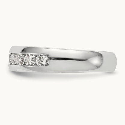 9-Stone Diamond Channel Band, 14K White Gold