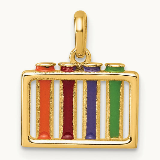Polished Enameled Test Tubes Pendant, 14K