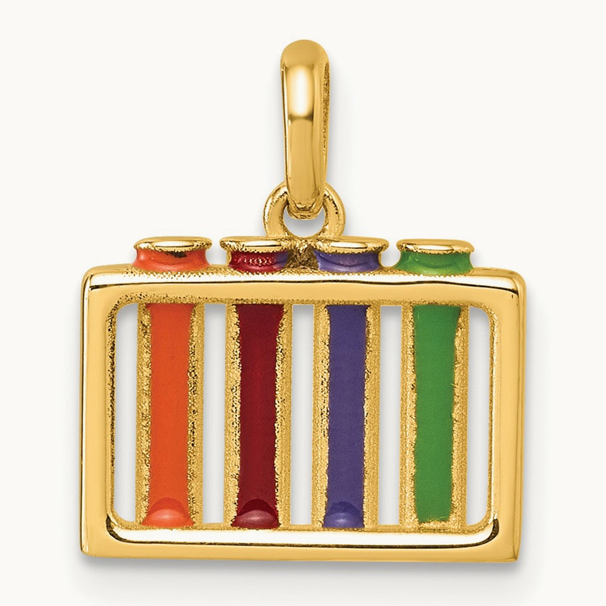 Polished Enameled Test Tubes Pendant, 14K