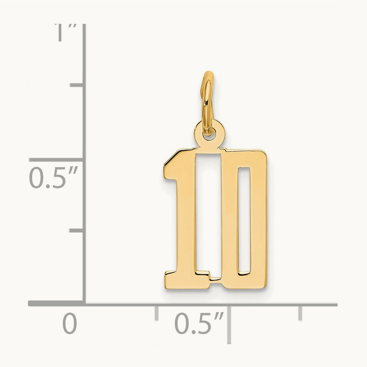 Small Elongated Number 10 Charm, 14K