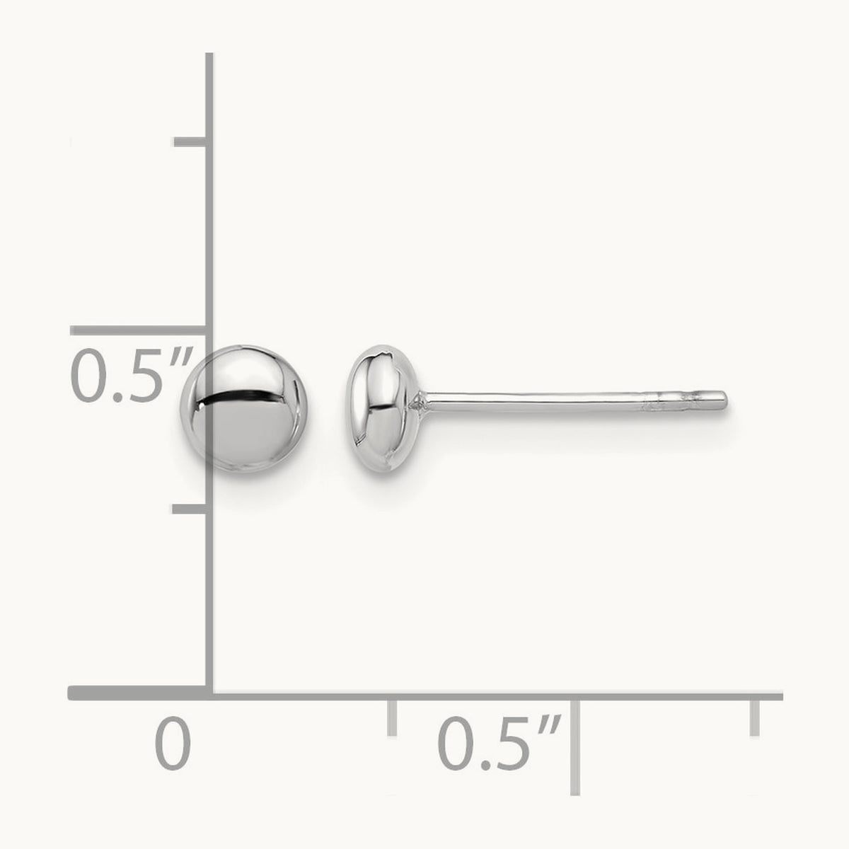 Polished Button Post Earrings — 14K White Gold, 4.5mm