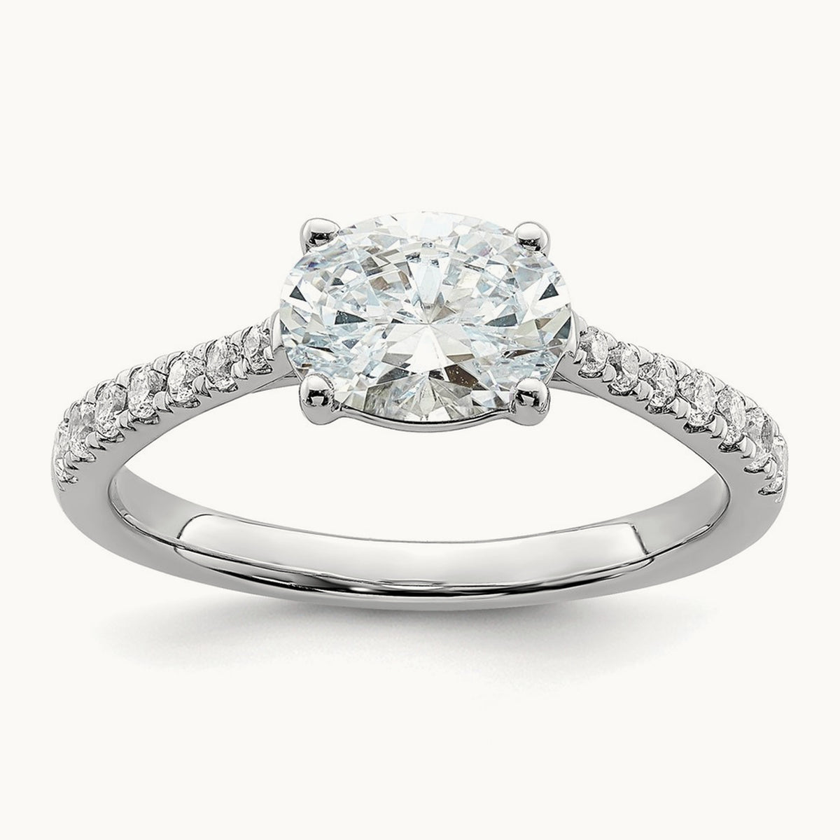 East West Oval Semi-Mount Engagement Ring — 3/4 ct, 7