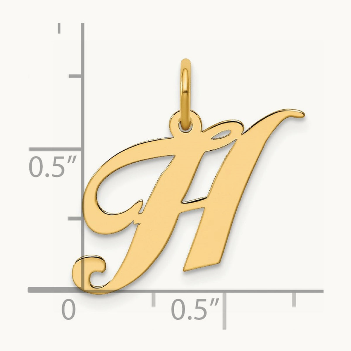 Medium Fancy Script Initial Charm — 14K Yellow Gold, H