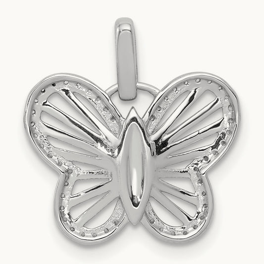 0.19ct Diamond Butterfly Pendant, 14K White Gold