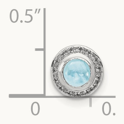 Diamond and Cabochon .47 Aquamarine Chain Slide, 14K White Gold