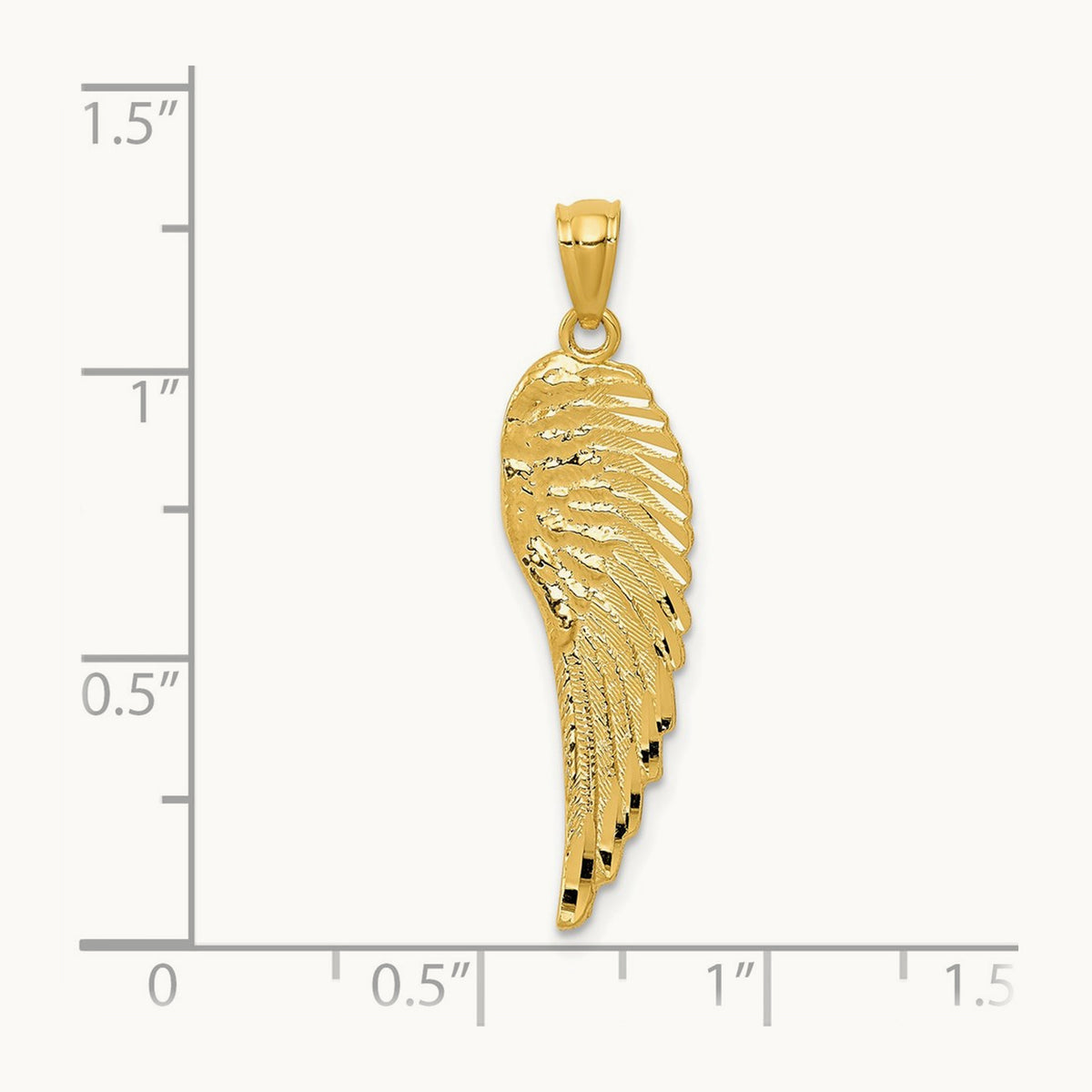 Polished and Textured Angel Wing Pendant — 14K Yellow Gold