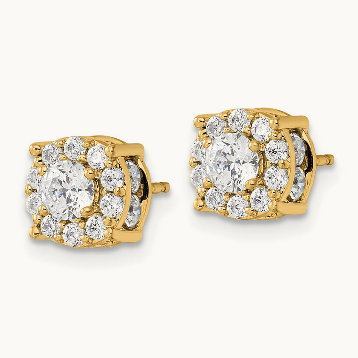 Round Halo Post Earrings, 1.00-2.00 ct tw Lab-Grown Diamond — 1 1/2 ct