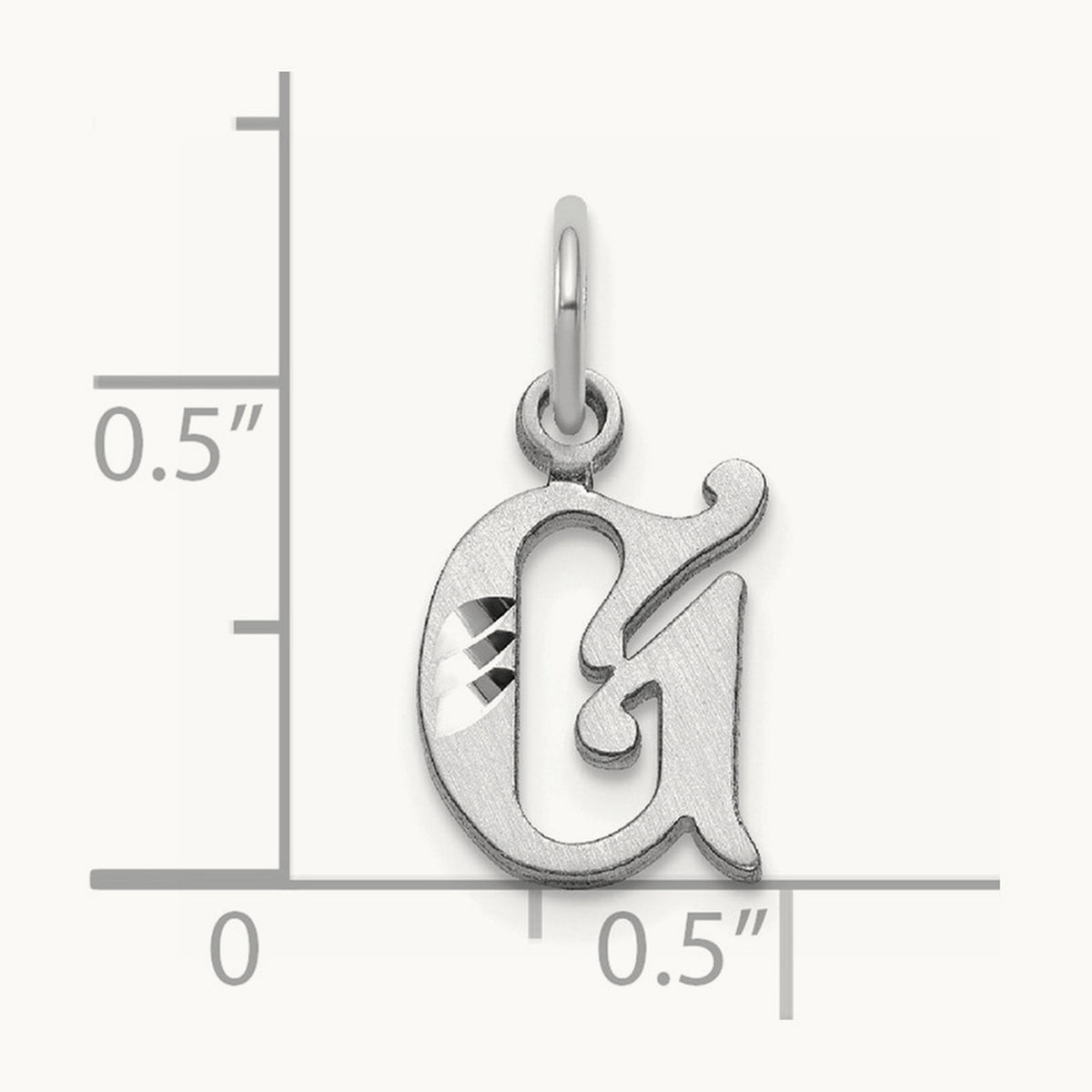 Diamond-cut Initial Charm — 14K White Gold, G