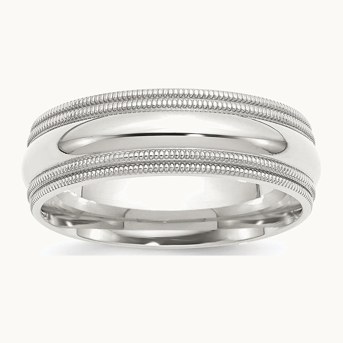 Sterling Silver 7mm Comfort Fit Double Milgrain Band