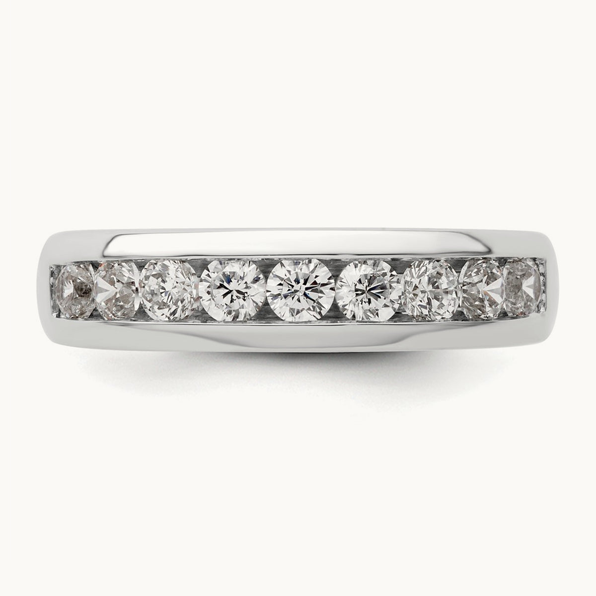 9-Stone Diamond Channel Band, 14K White Gold