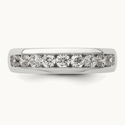 9-Stone Diamond Channel Band, 14K White Gold