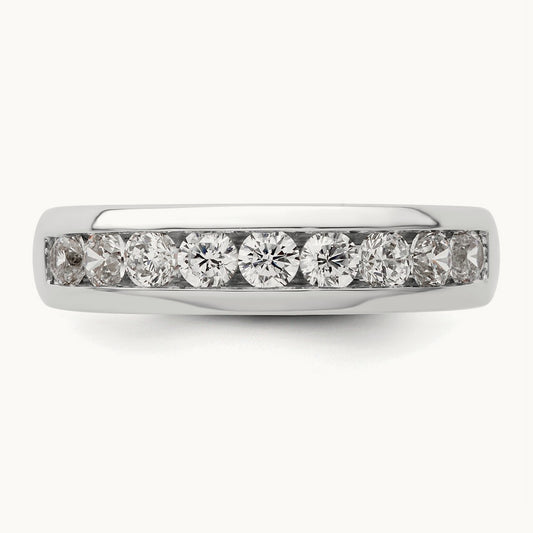 9-Stone Diamond Channel Band, 14K White Gold