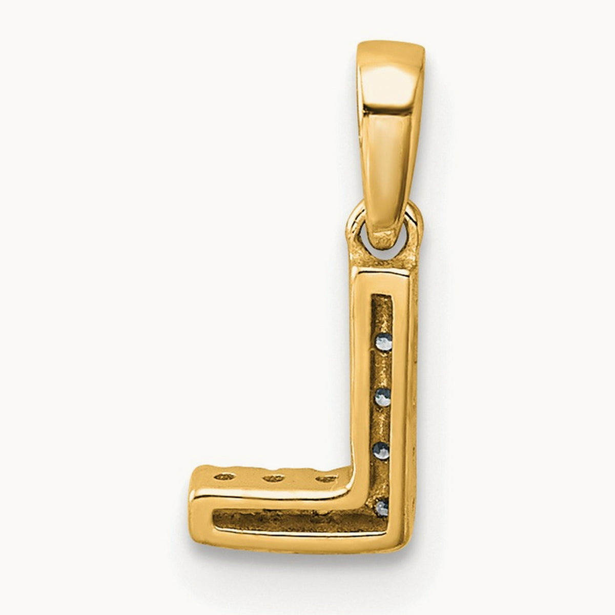 Diamond Initial with Bail Pendant — 14K Yellow Gold, L
