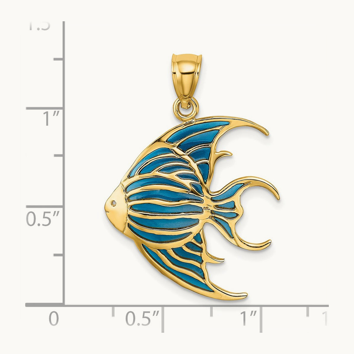 W/ Blue Enameled Angelfish Charm, 14K