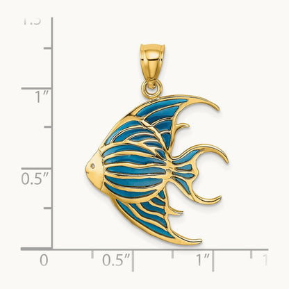 W/ Blue Enameled Angelfish Charm, 14K