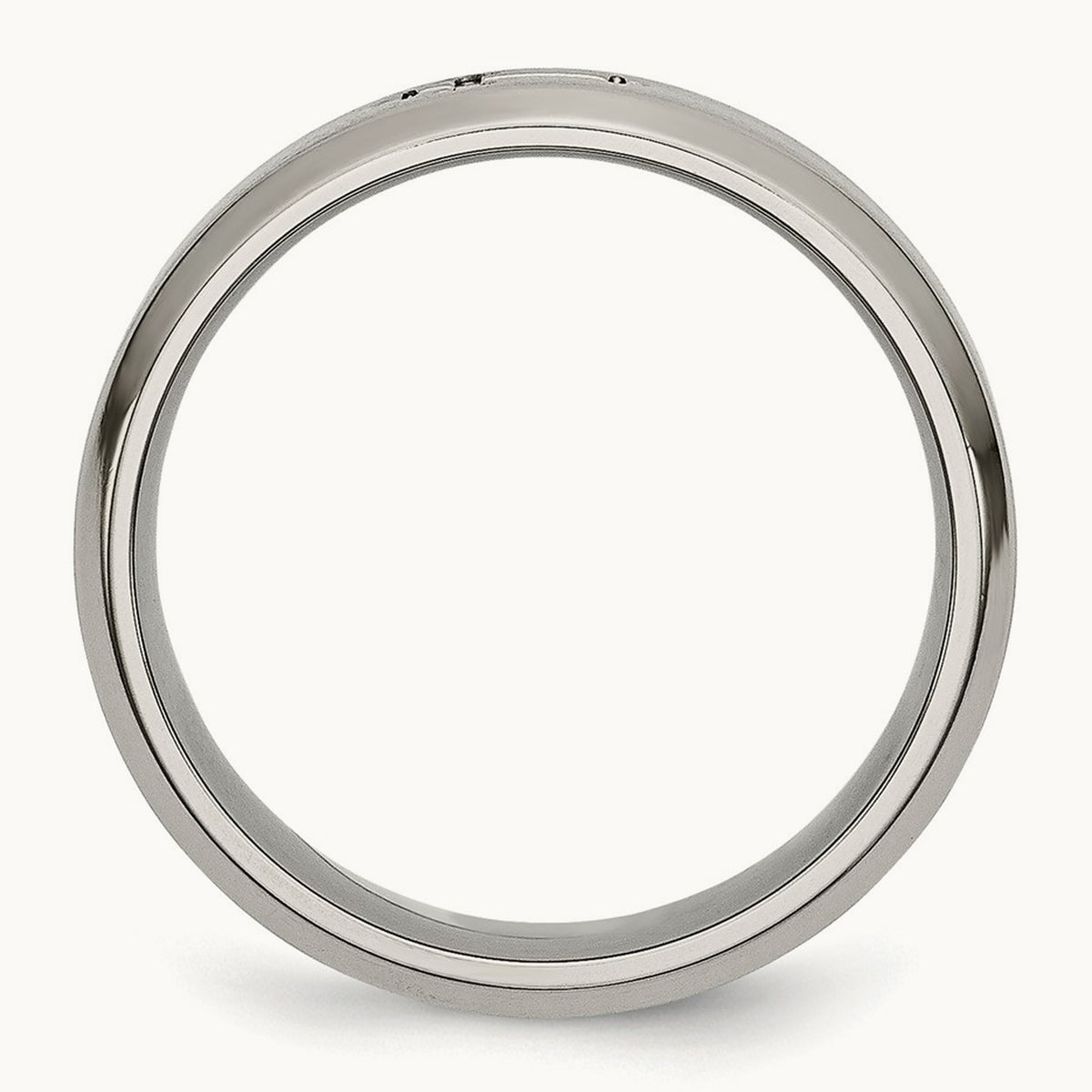 Brushed Center Cross Design Beveled Edge Band — 6mm