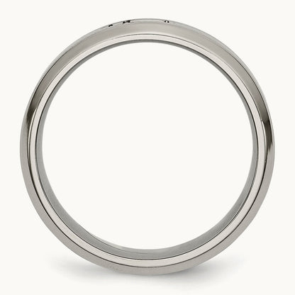 Brushed Center Cross Design Beveled Edge Band — 6mm