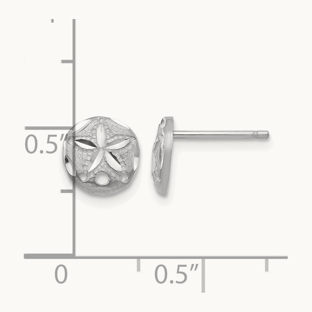 Diamond-cut Sand Dollar Earrings — 14K White Gold