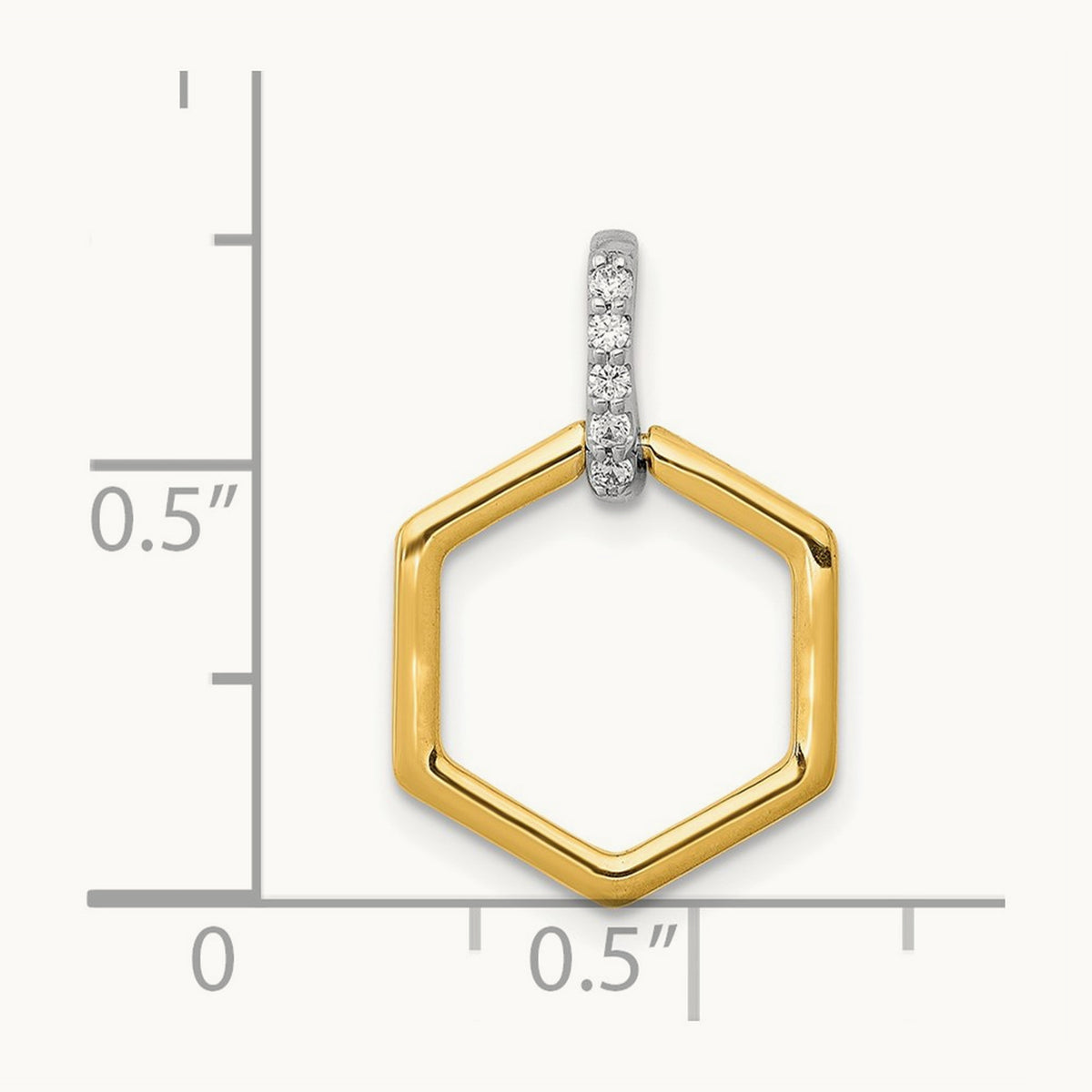 1/20ct. Diamond Fancy Hexagon Pendant, 14K Two-tone