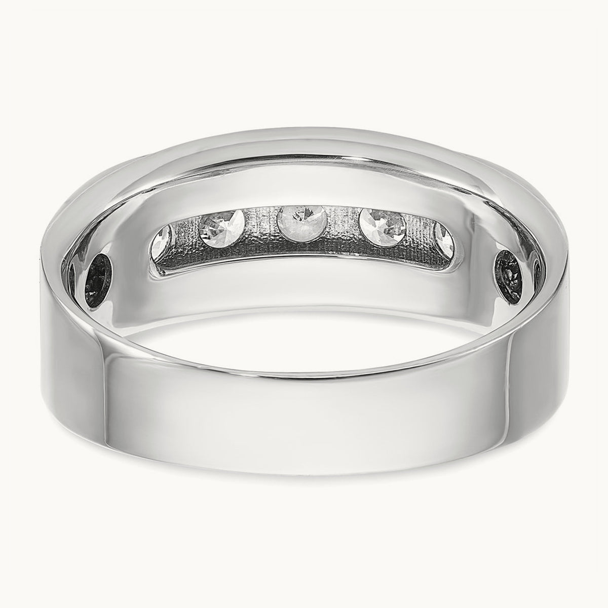 1ct Lab Grown Dia VS+ F+ Comp 5 Stone Men's Band, 14K White Gold