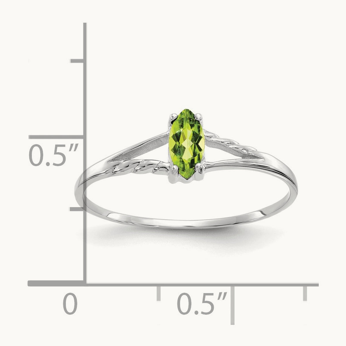 Peridot Birthstone Ring, 14K White Gold