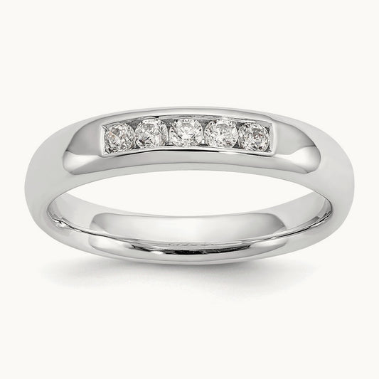 5-Stone Diamond Channel Band, 14K White Gold