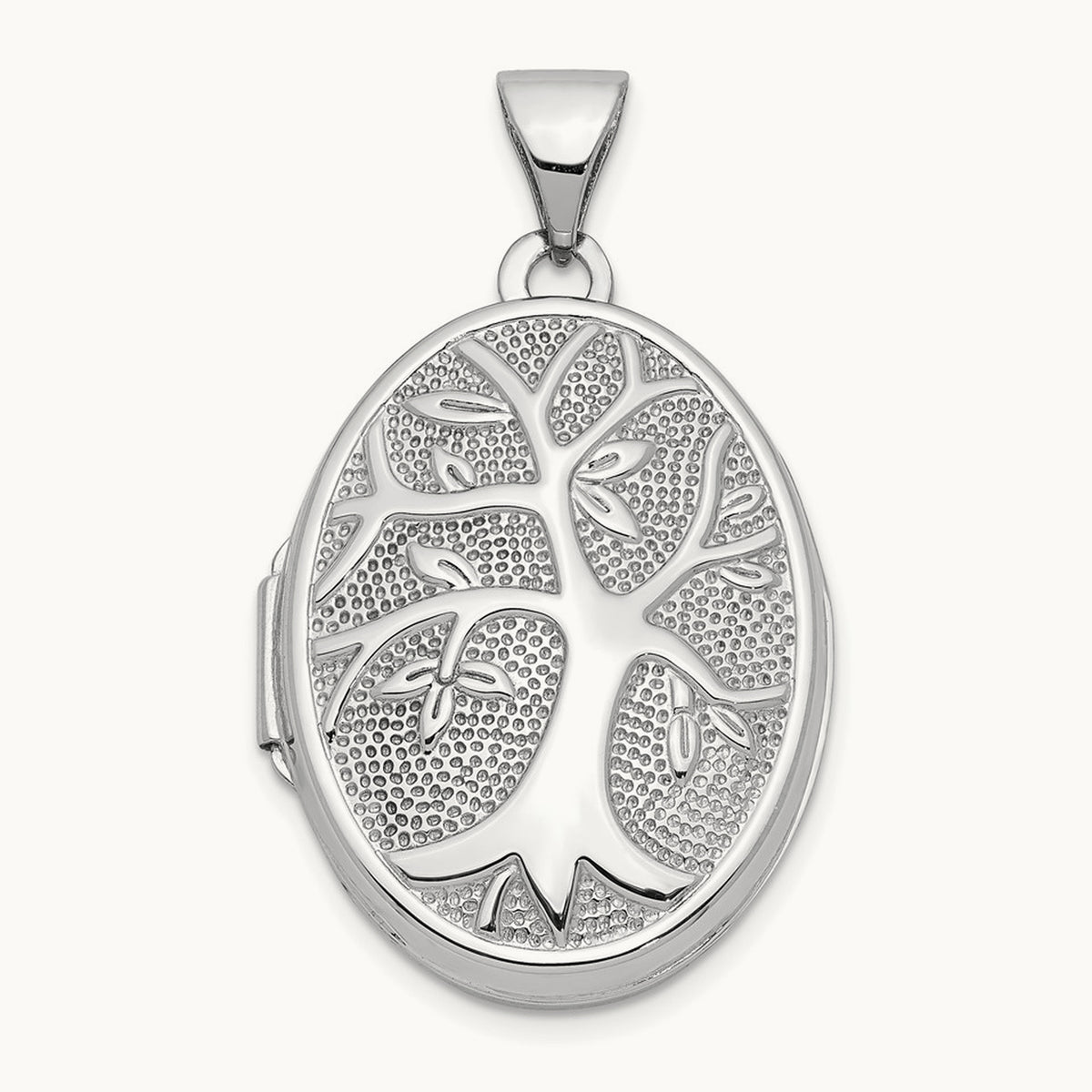 21x16mm Oval Tree Locket — 14K White Gold