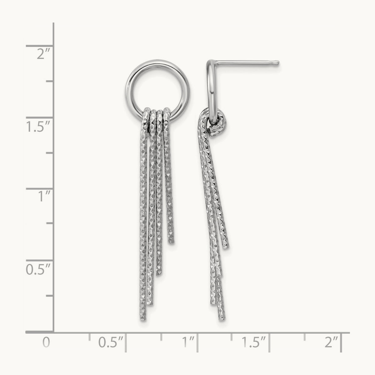Rh-Plated D/C Movable Dangle Post Earrings, Sterling Silver — Leslie's