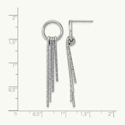 Rh-Plated D/C Movable Dangle Post Earrings, Sterling Silver — Leslie's