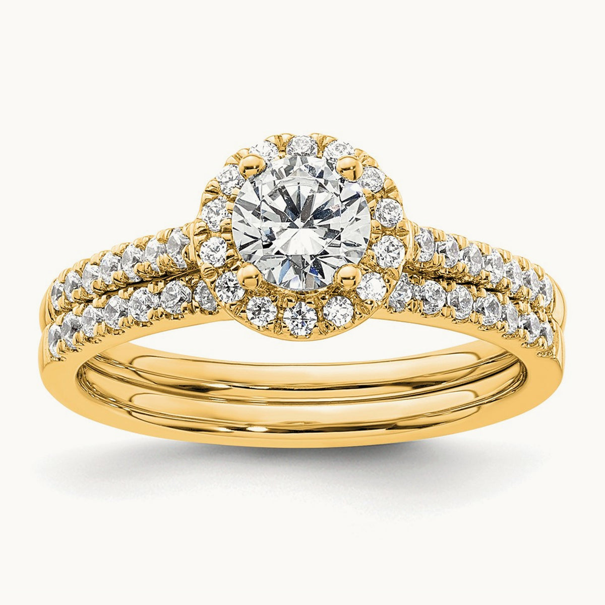 Round Semi-Mount Halo Engagement Ring, 0.15-0.50 ct tw — 2/7 ct, 14K Yellow Gold